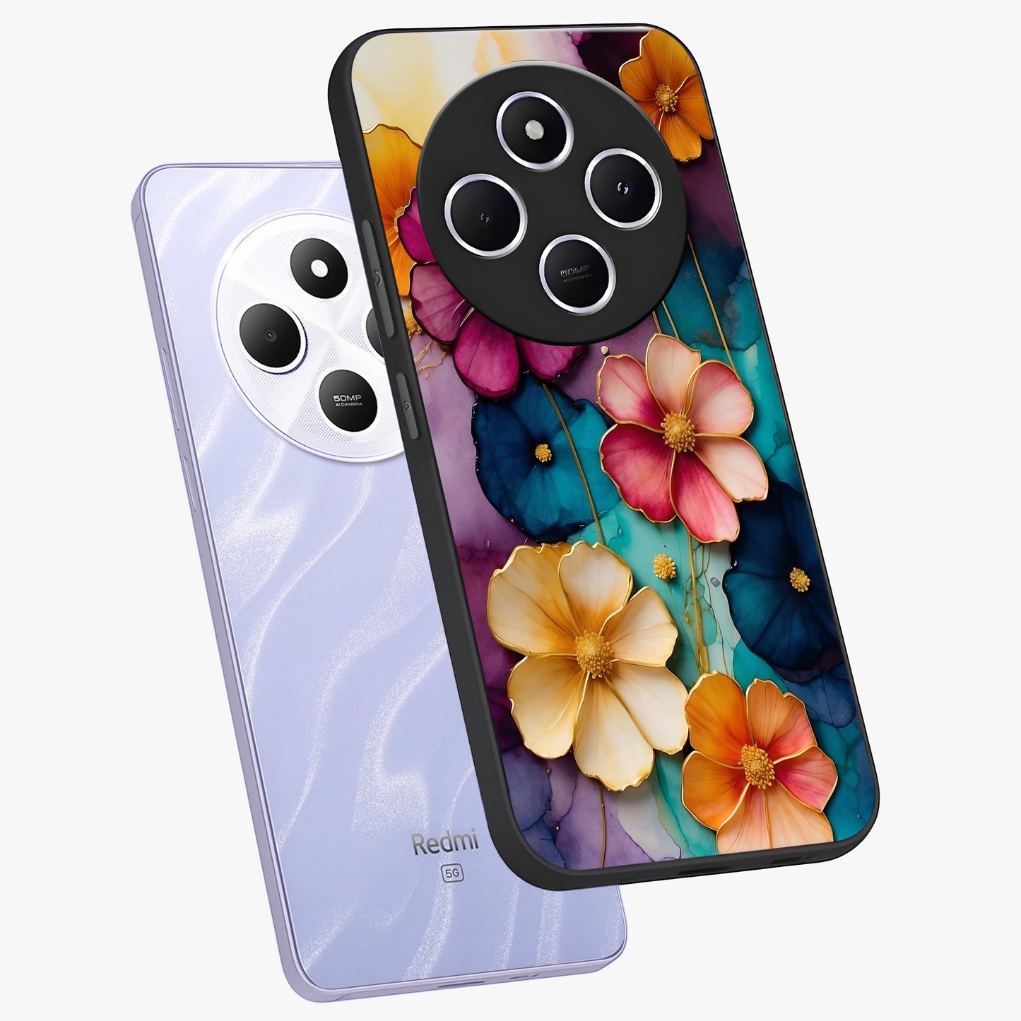 Artlyn Grace Flower Pattern Glass Case displayed in angled mockup highlighting delicate flower pattern design and smooth glass surface.