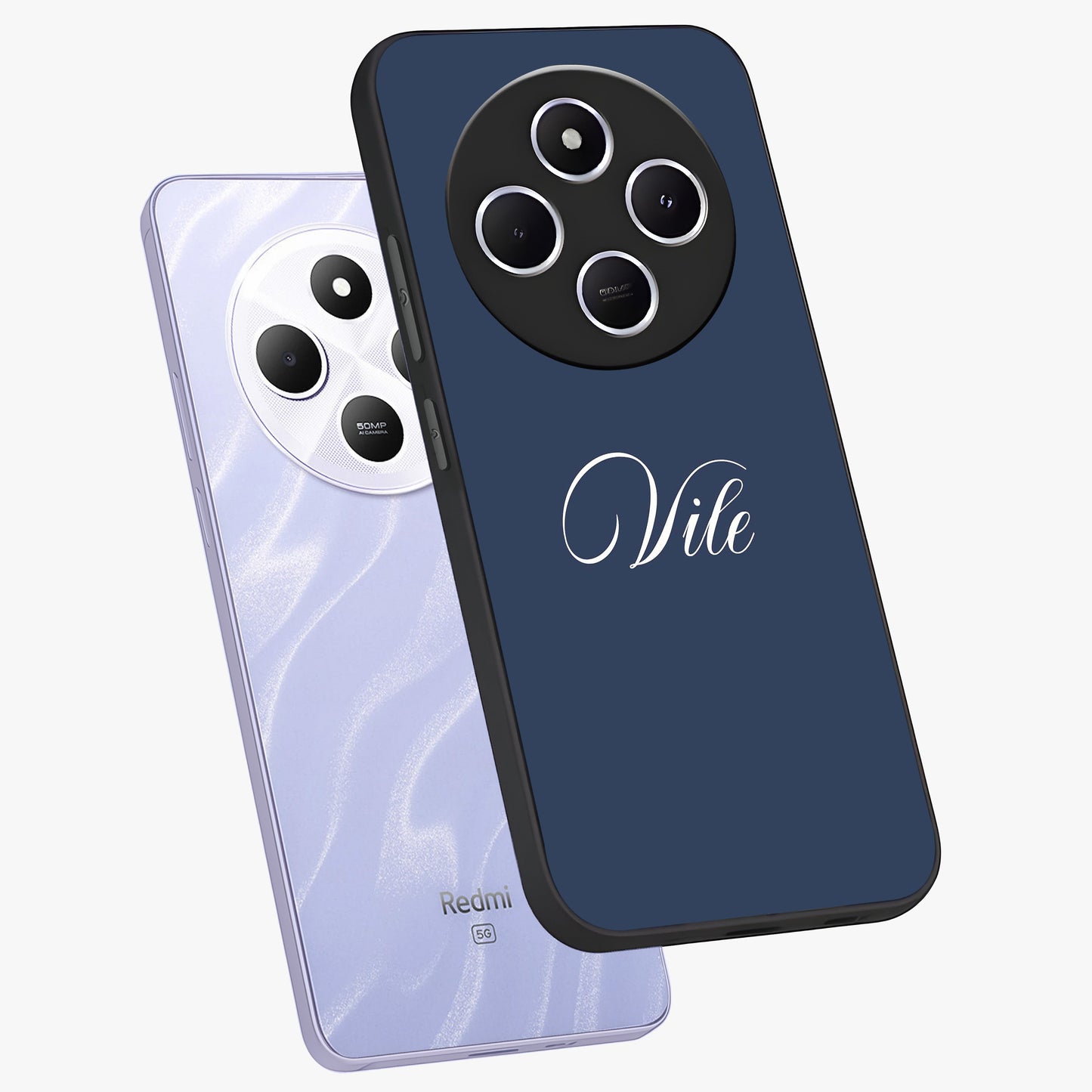 Blue Vintage Floral Pattern Glass Case showing flat back view with elegant vintage floral artwork and glossy glass finish.