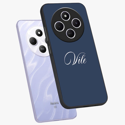 Blue Vintage Floral Pattern Glass Case showing flat back view with elegant vintage floral artwork and glossy glass finish.