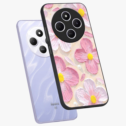 Blush Bloom Texture Glass Case displayed in angled mockup highlighting subtle bloom pattern with aesthetic pastel design.