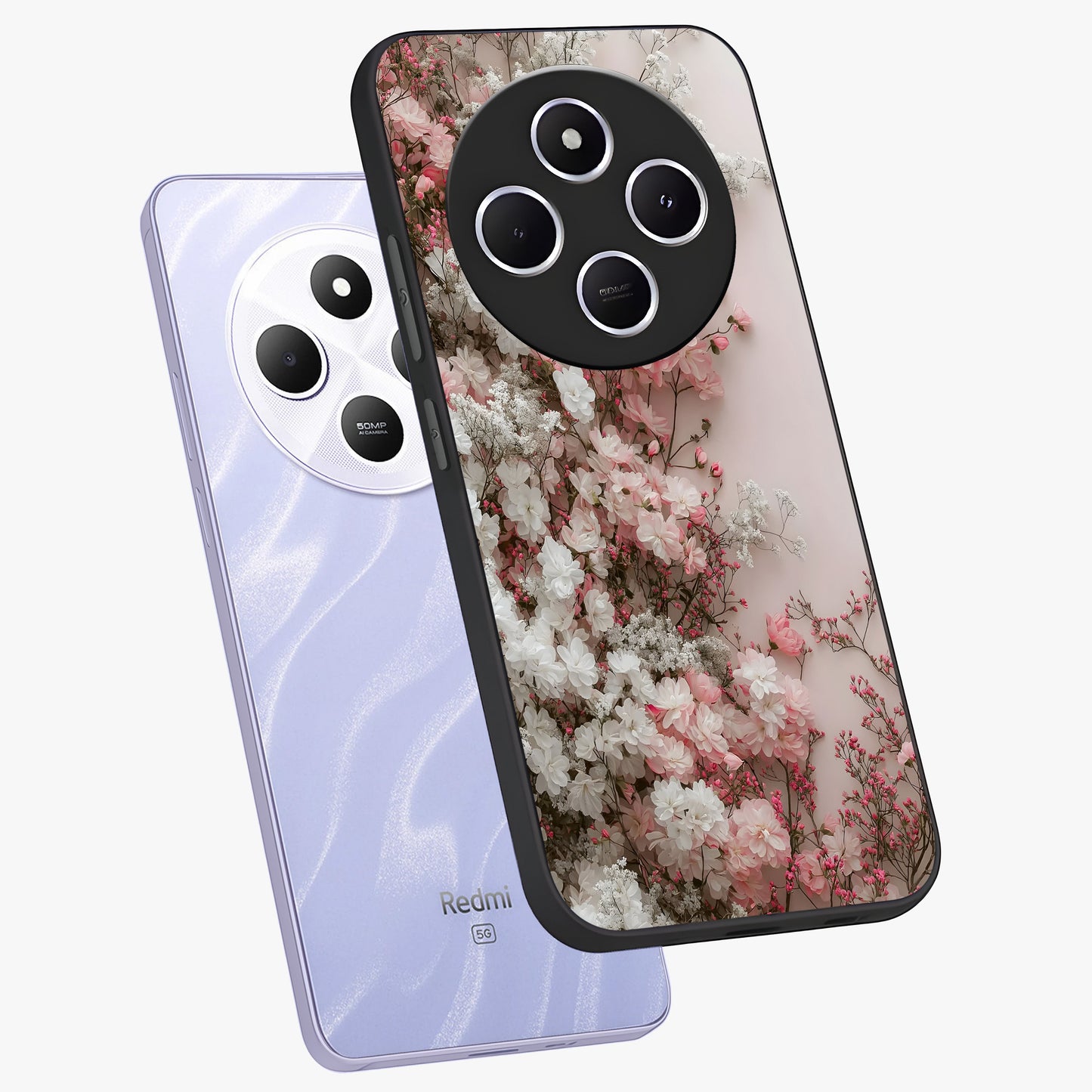 Blush Blossom Cloud Glass Case displayed in angled mockup highlighting soft cloud and blossom design with pastel aesthetic.
