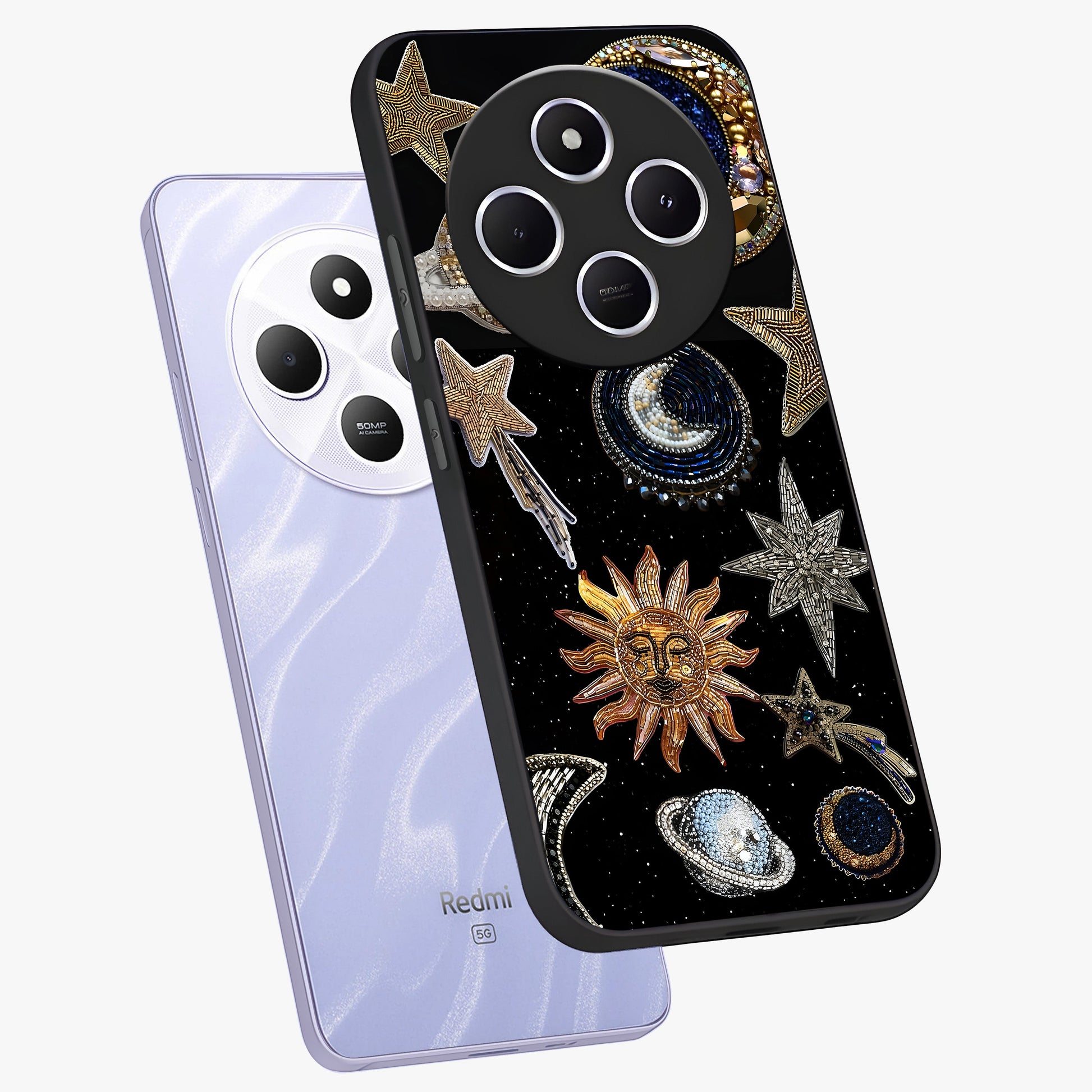 Celestial Gem Constellations Glass Case displayed in angled mockup highlighting gemstone inspired constellation design.