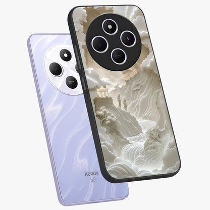 Celestial Origami Glass Case displayed in angled mockup highlighting geometric origami design with cosmic aesthetic theme.