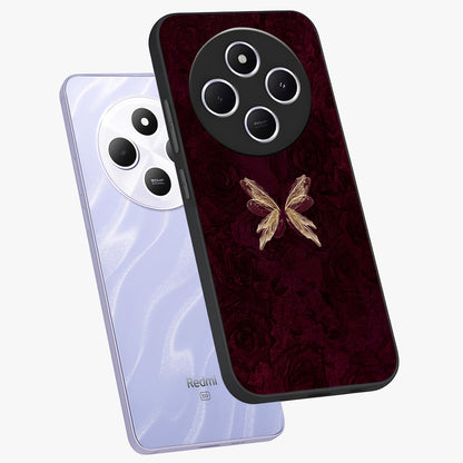 Crimson Fade Butterfly Glass Case displayed in angled mockup highlighting elegant butterfly design with crimson gradient aesthetic.