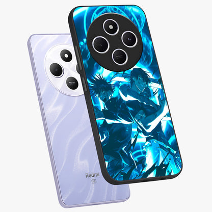 Cursed Energy Clash Glass Case displayed in angled mockup highlighting powerful battle inspired graphic with anime style aesthetic.