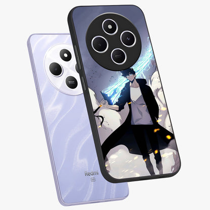 Dark Lightning Anime Warrior Glass Case displayed in angled mockup highlighting powerful lightning themed anime illustration.