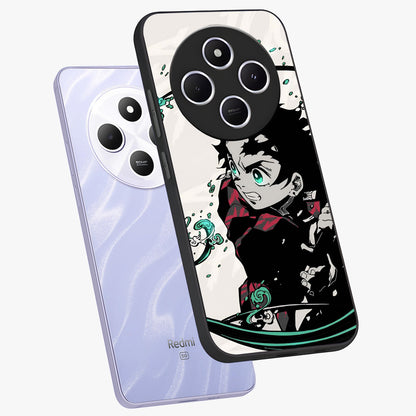 Demon Slayer Glass Case displayed in angled mockup highlighting dramatic anime character design with action aesthetic.