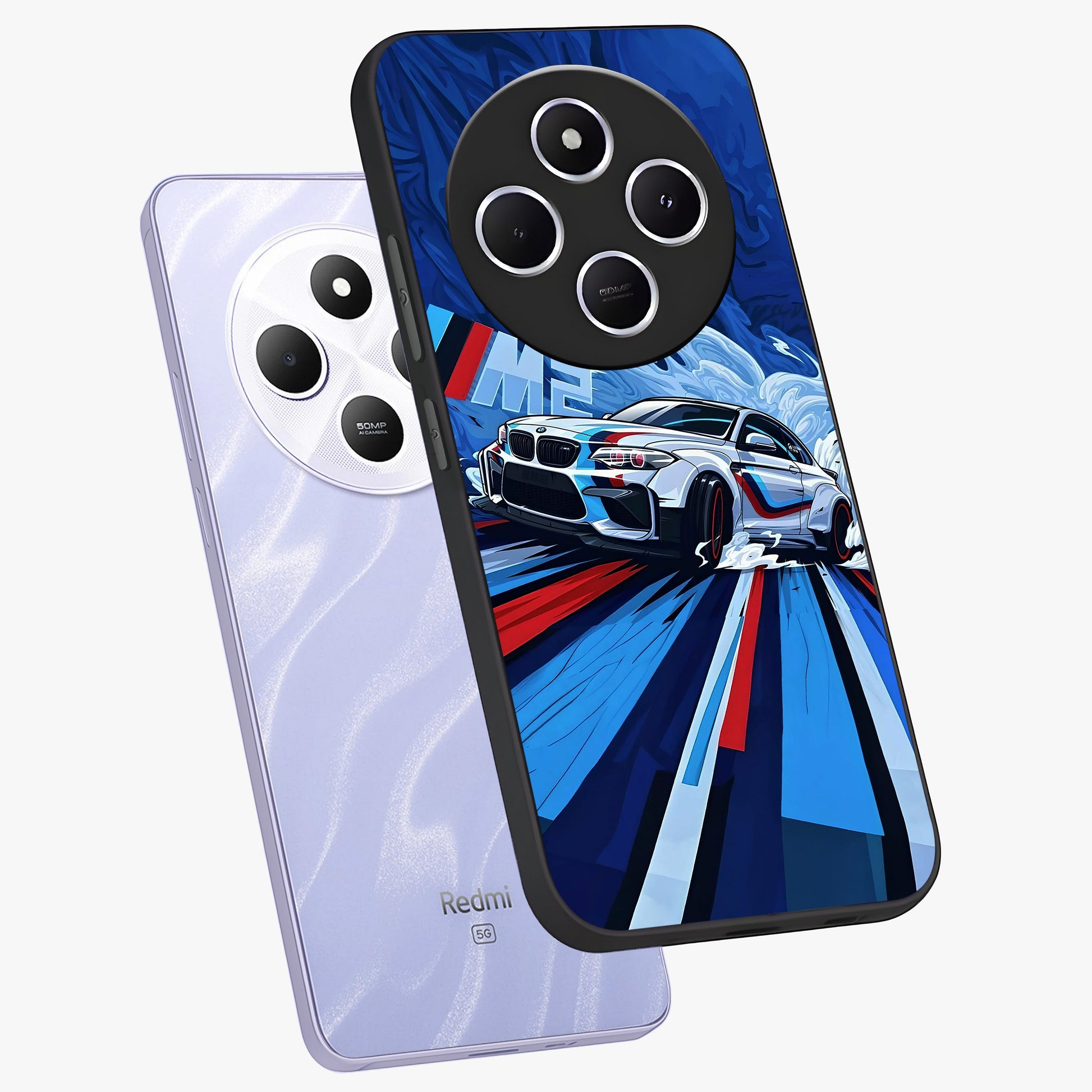 Drift Power Rush Glass Case displayed in angled mockup highlighting powerful drift car design with sporty aesthetic style.