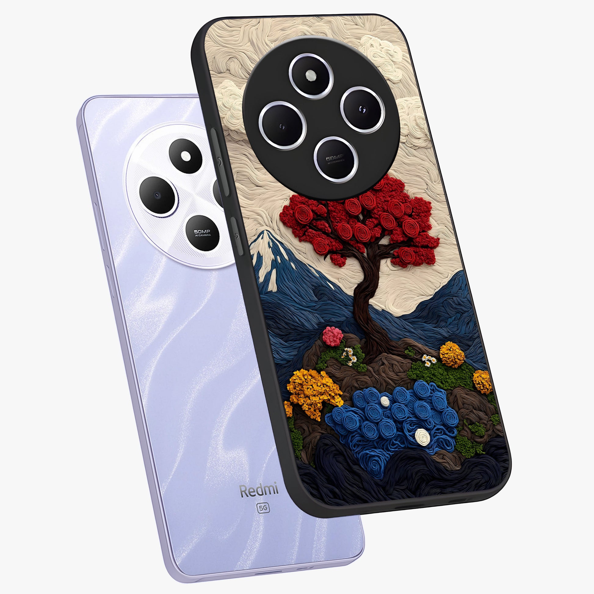 Eternal Nature Tapestry Glass Case displayed in angled mockup highlighting detailed botanical pattern with artistic aesthetic.