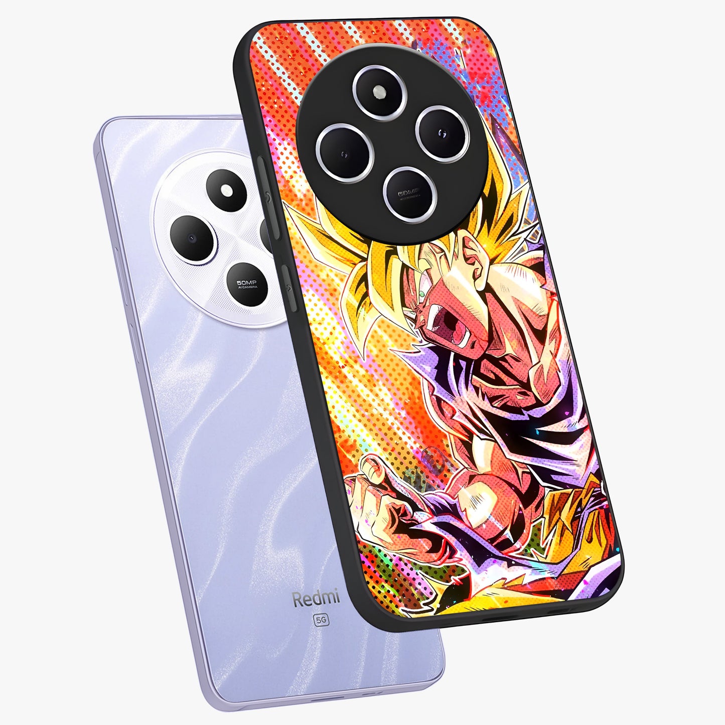 Firing Goku Glass Case displayed in angled mockup highlighting dynamic anime character design with action aesthetic.