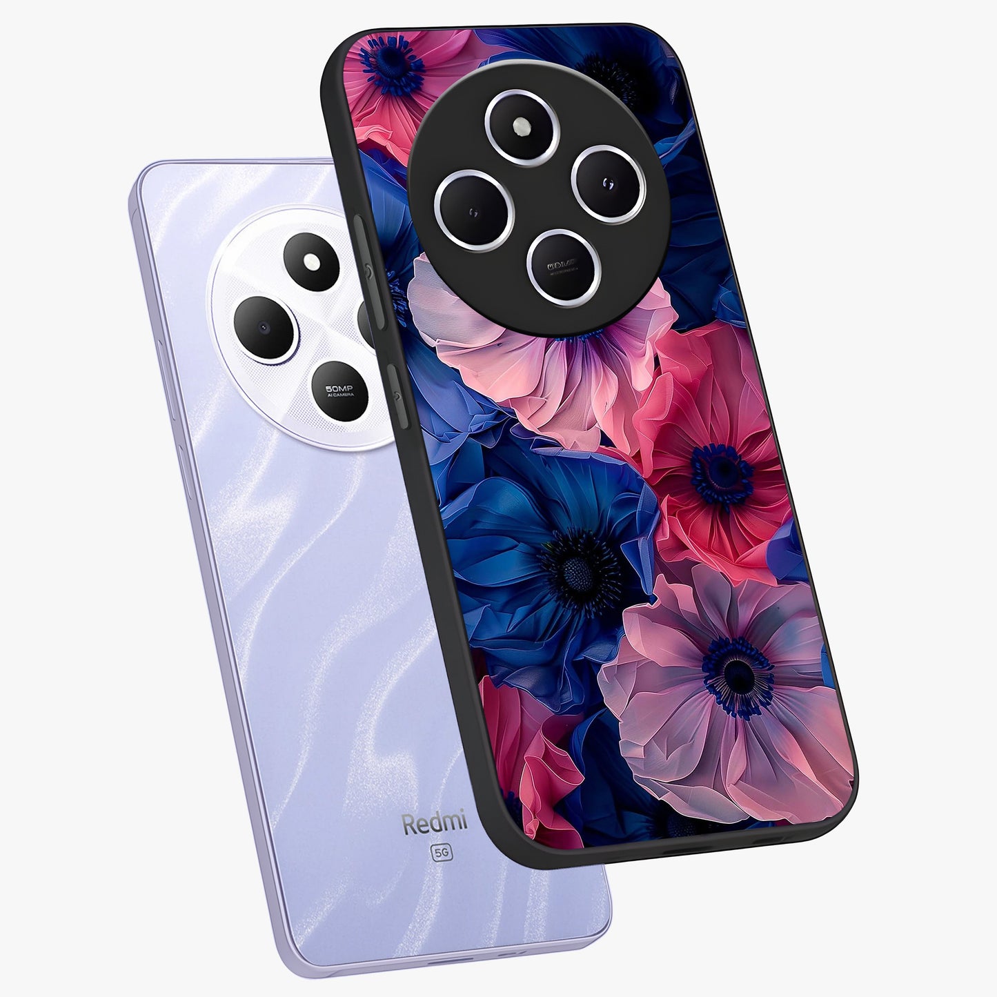 Flower Paper Art Pattern Glass Case displayed in angled mockup highlighting layered paper flower design with artistic aesthetic.