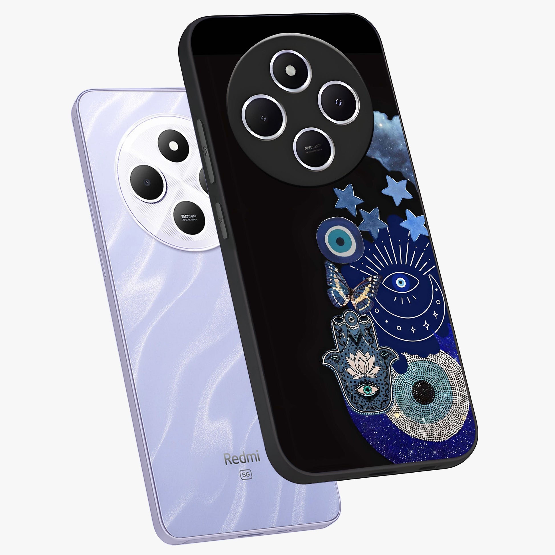 Galactic Charm Cluster Glass Case displayed in angled mockup highlighting luminous galaxy inspired design with dreamy aesthetic.