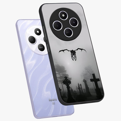 Graveyard Shadow Descent Glass Case displayed in angled mockup highlighting eerie shadow illustration with gothic aesthetic.