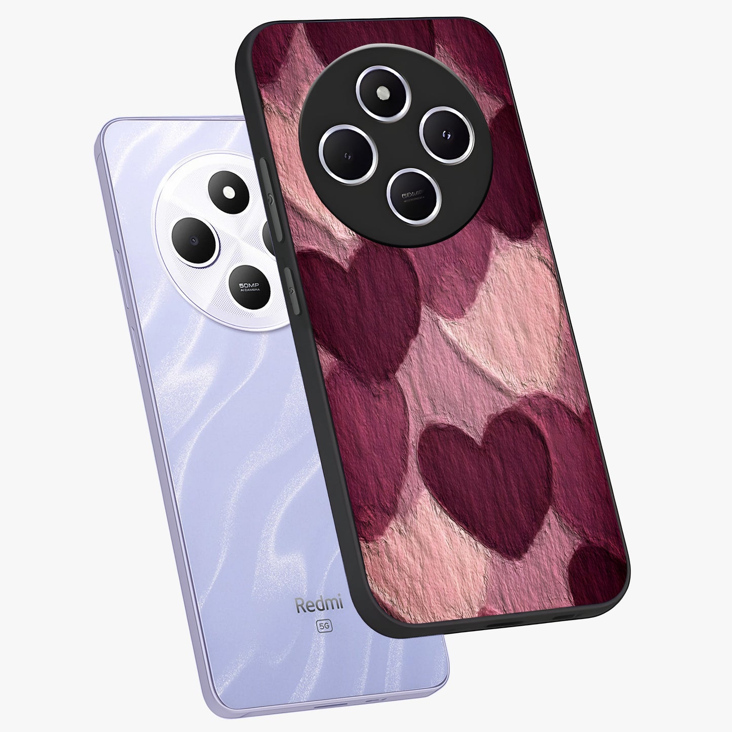 Layered Paper Hearts Glass Case displayed in angled mockup highlighting creative paper craft heart design with romantic aesthetic.