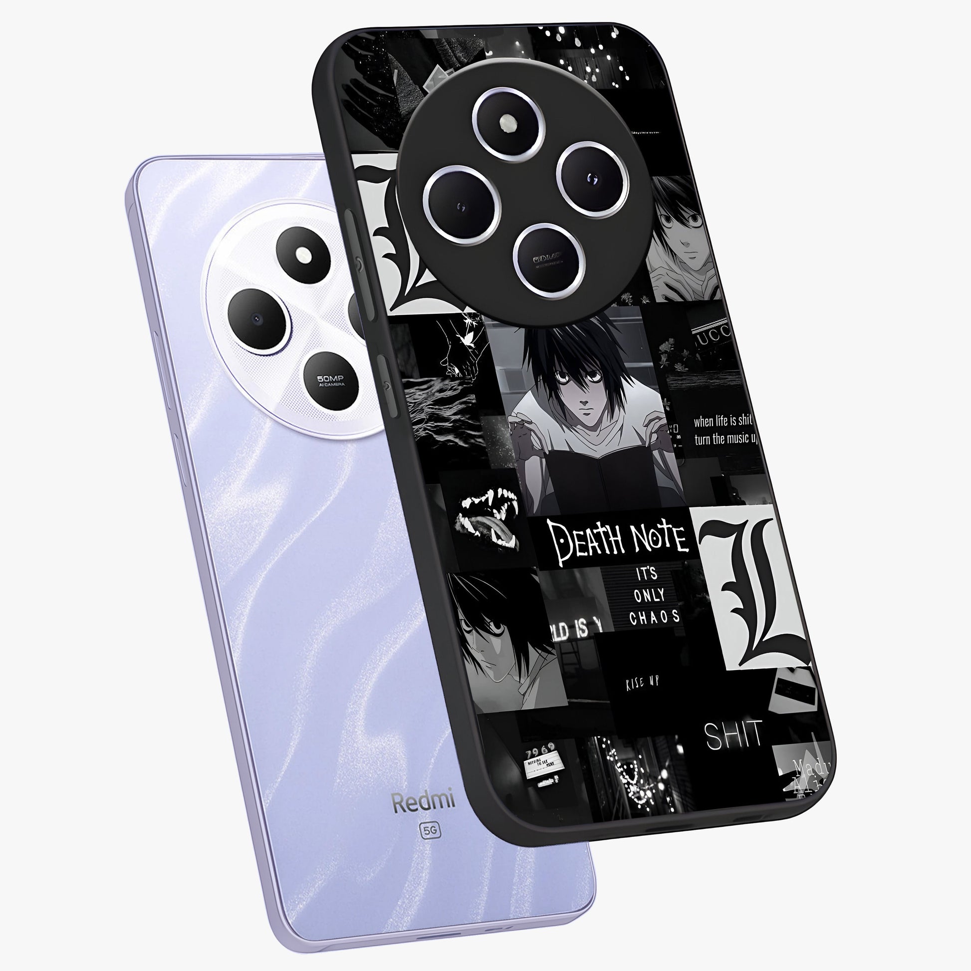 Midnight Chaos Mind Glass Case displayed in angled mockup highlighting chaotic artistic design with dramatic midnight aesthetic.