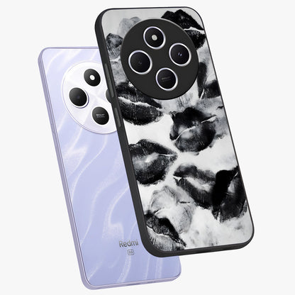 Midnight Kiss Marks Glass Case displayed in angled mockup highlighting playful romantic design with bold midnight aesthetic.
