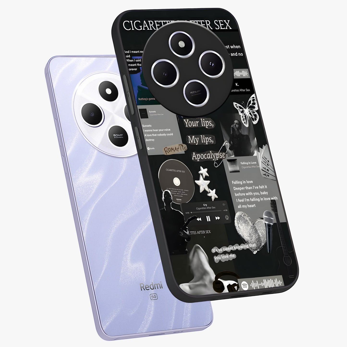 Midnight Love Echo Glass Case displayed in angled mockup highlighting elegant love inspired design with deep aesthetic style.
