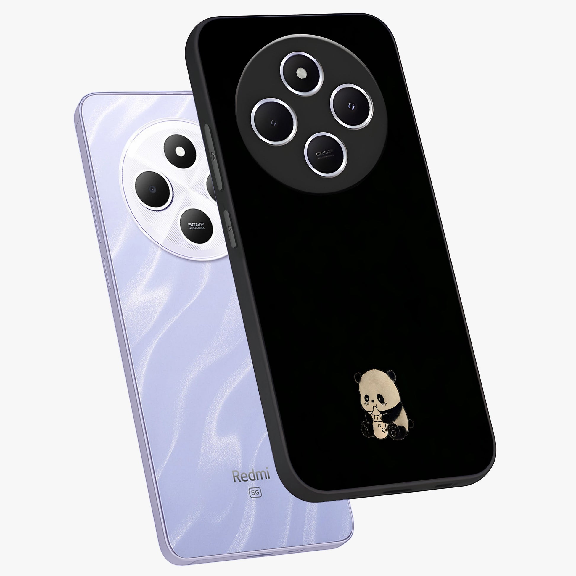 Midnight Panda Love Glass Case displayed in angled mockup highlighting adorable panda illustration with midnight aesthetic.
