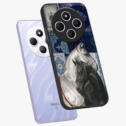 Midnight Stallion Blues Glass Case displayed in angled mockup highlighting powerful stallion illustration with deep midnight tones.