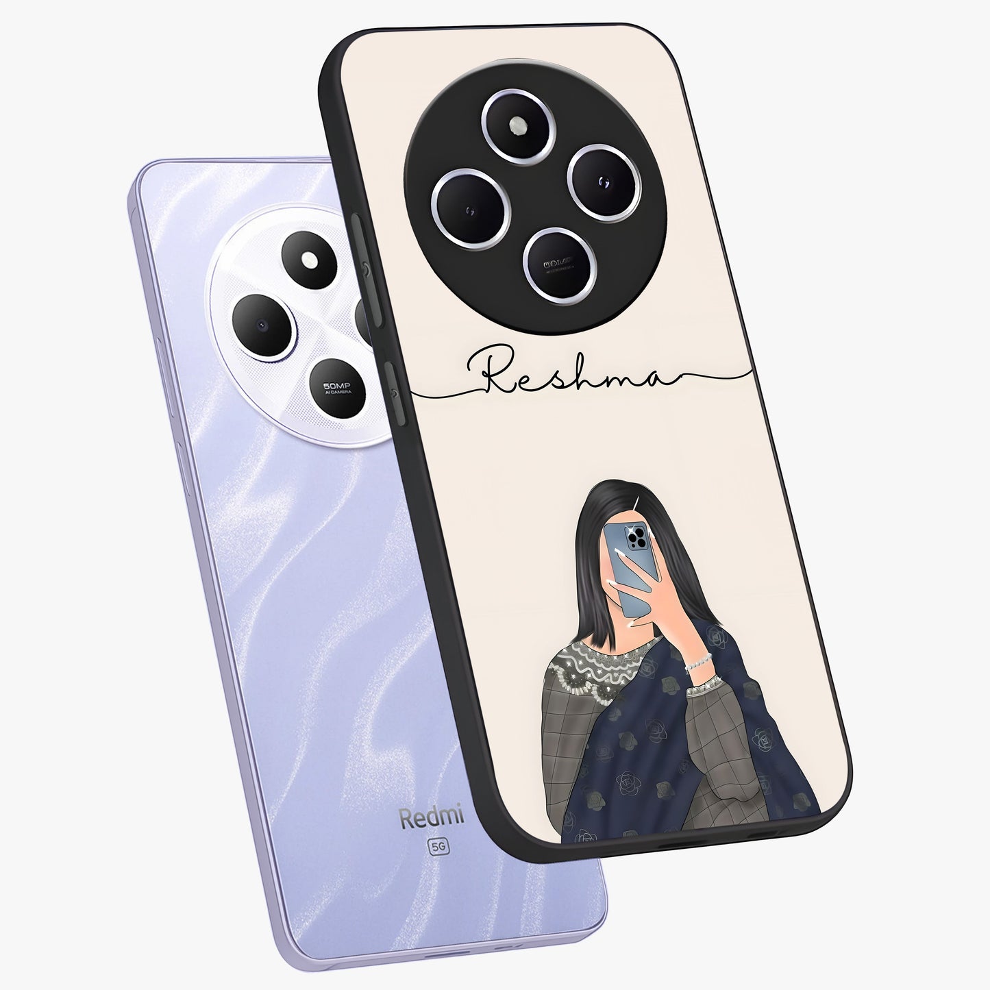Mirror Mood Muse With Custom Name Glass Case displayed in angled mockup highlighting aesthetic mirror inspired design with custom name feature.