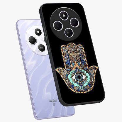 Mystic Hamsa Eye Glass Case displayed in angled mockup highlighting spiritual hamsa symbol with mystical aesthetic style.