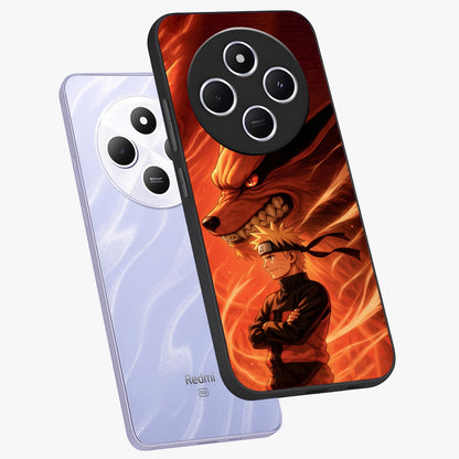 Nine Tails Legacy Glass Case displayed in angled mockup highlighting dynamic anime beast illustration with bold mystical aesthetic.