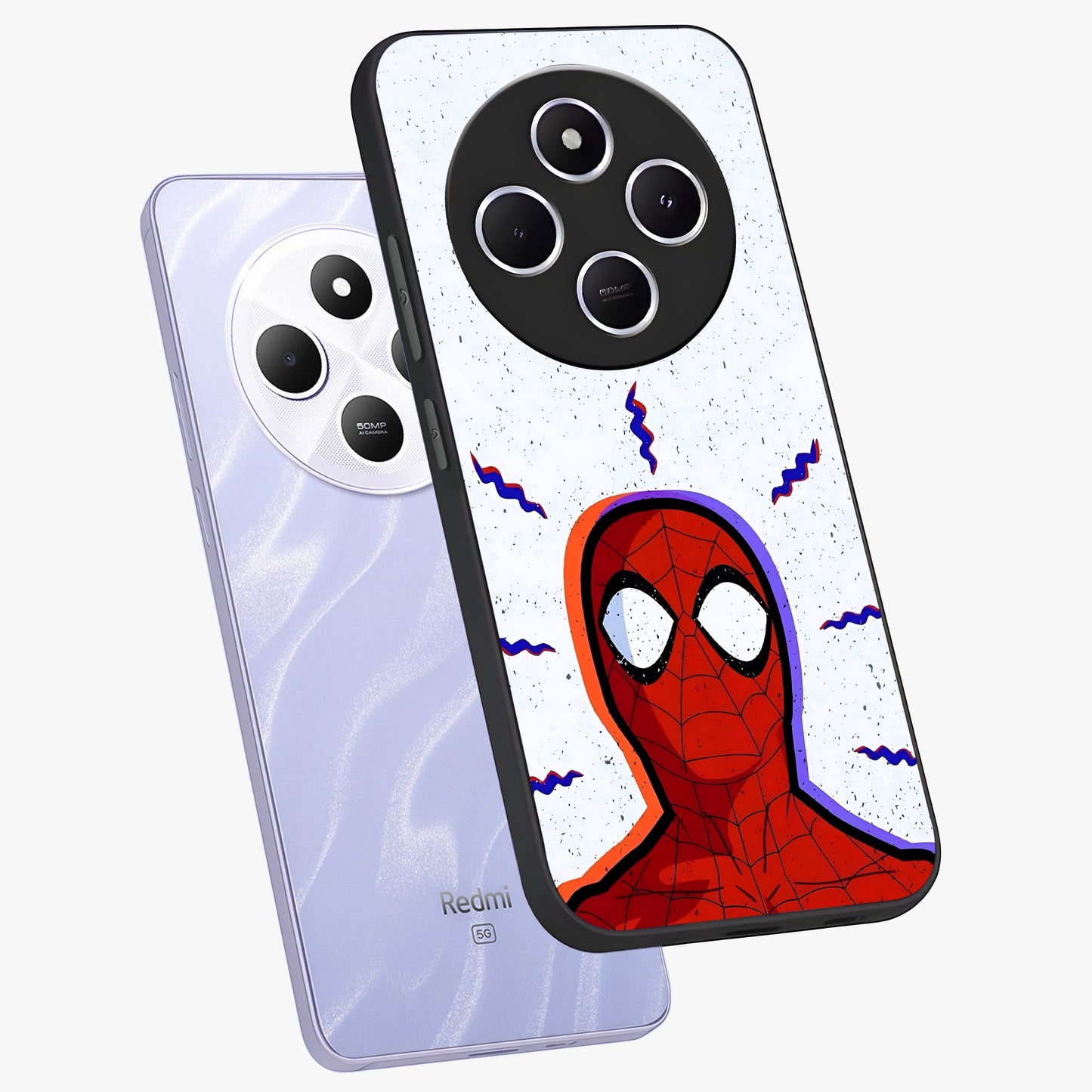 Omg Spiderman Glass Case displayed in angled mockup highlighting dynamic hero illustration with action comic aesthetic.