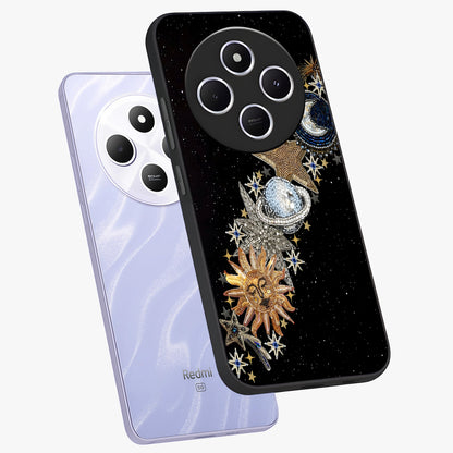 Pearls Universe Object Glass Case displayed in angled mockup highlighting celestial pearl design with dreamy aesthetic.