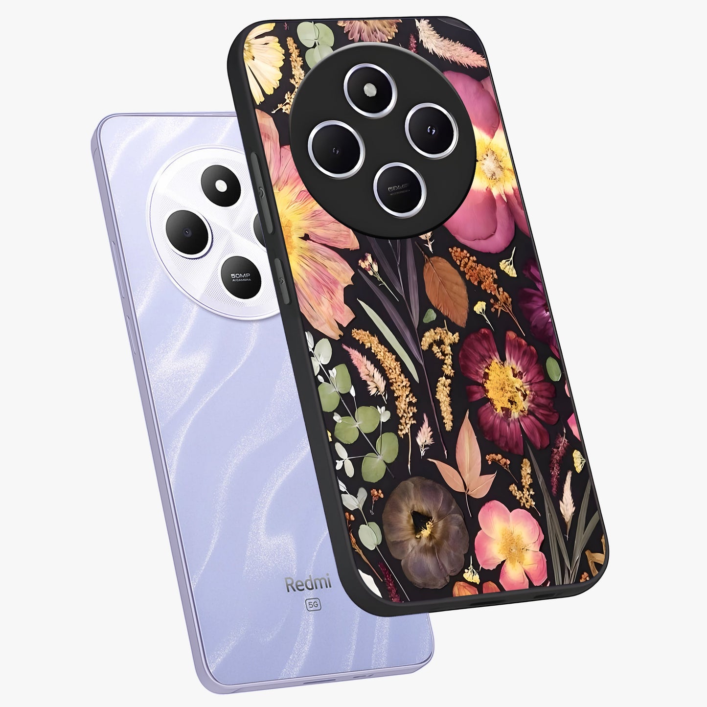 Petal Dream Tapestry Glass Case displayed in angled mockup highlighting decorative petal pattern with elegant botanical aesthetic.