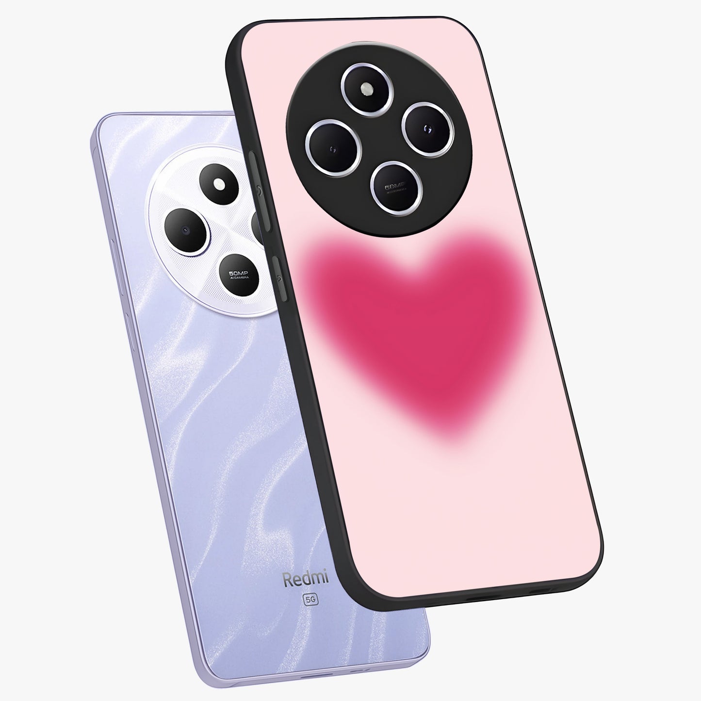 Pink Aura Heart Glass Case displayed in angled mockup highlighting vibrant pink heart design with dreamy aura aesthetic.