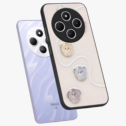 Puffy Face Parade Glass Case displayed in angled mockup highlighting playful cartoon face design with fun aesthetic.
