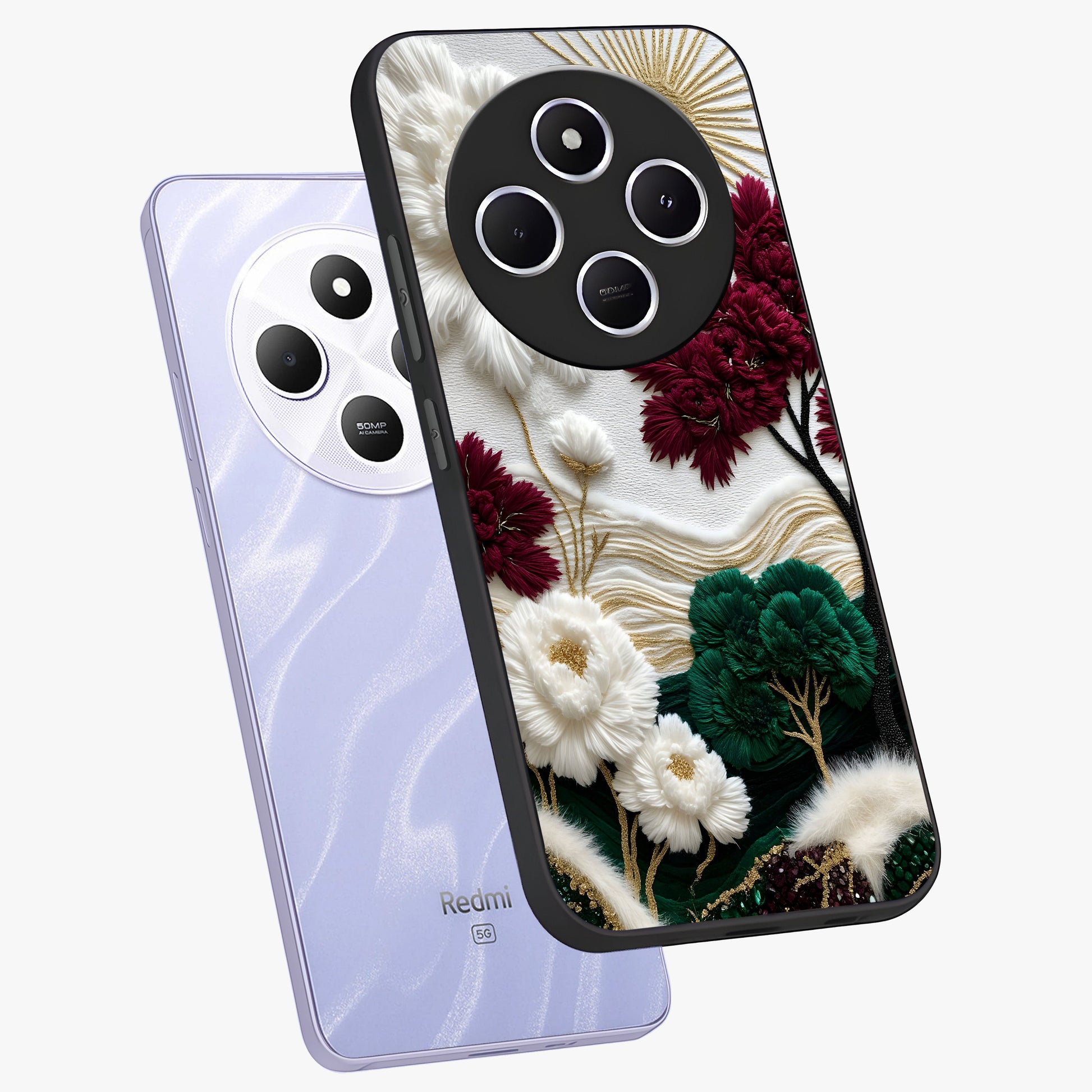 Radiant Bloom Elegance Glass Case displayed in angled mockup highlighting graceful floral design with radiant aesthetic style.