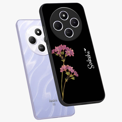 Riching Lavender Flower Custom Name Glass Case displayed in angled mockup highlighting delicate lavender flower design with custom name feature.