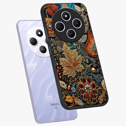 Royal Jewel Garden Glass Case displayed in angled mockup highlighting vibrant jewel inspired floral design with elegant aesthetic.