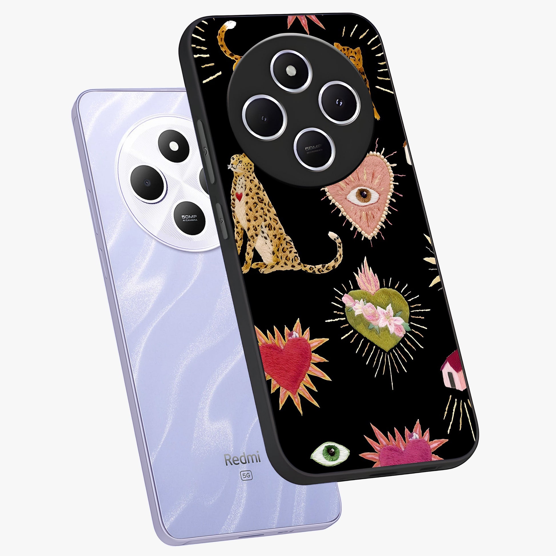 Sacred Jungle Heart Glass Case displayed in angled mockup highlighting lush tropical design with natural aesthetic style.