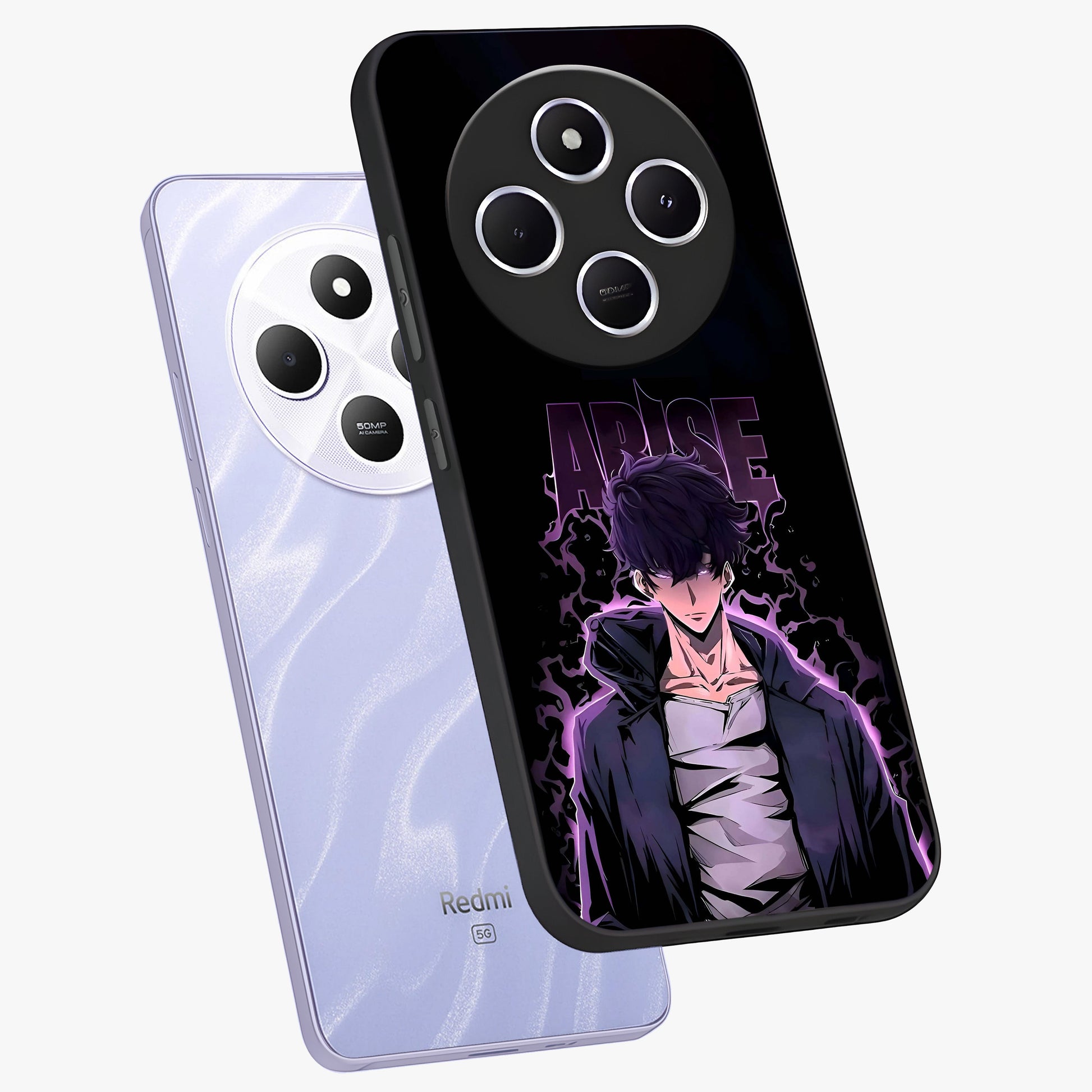 Shadow Monarch Awakening Glass Case displayed in angled mockup highlighting dramatic shadow warrior design with fantasy aesthetic.