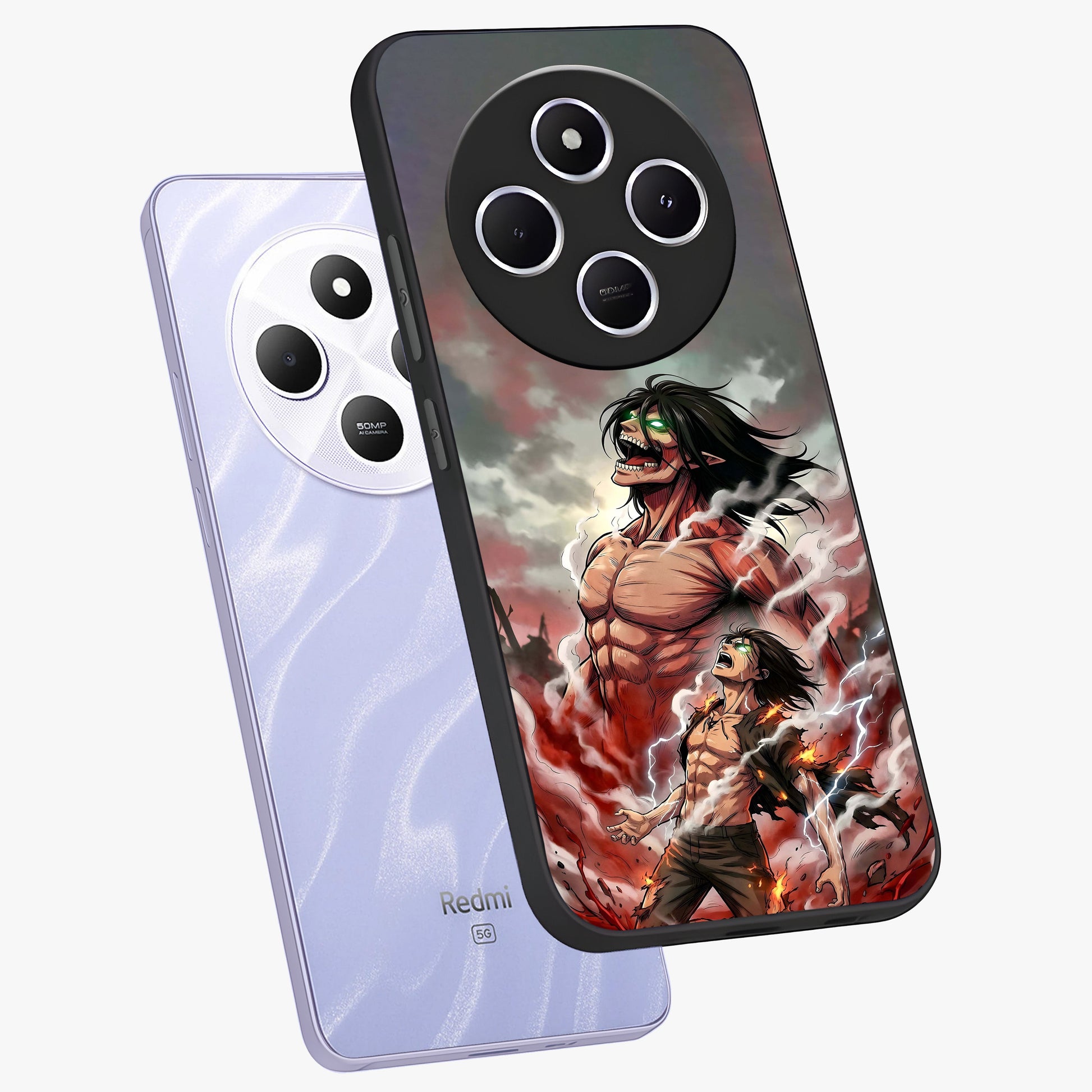 Titan Awakening Fury Glass Case displayed in angled mockup highlighting dramatic giant warrior design with bold anime aesthetic.