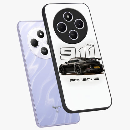 Turbo Legacy Icon Glass Case displayed in angled mockup highlighting dynamic automotive design with performance aesthetic.