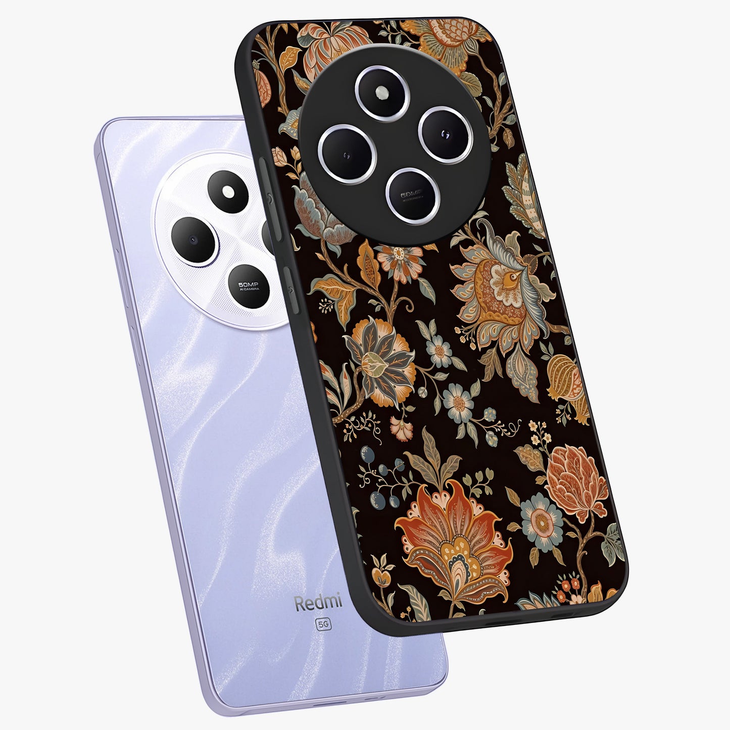 Vintage Floral Dream Glass Case displayed in angled mockup highlighting elegant vintage flower design with soft aesthetic style.