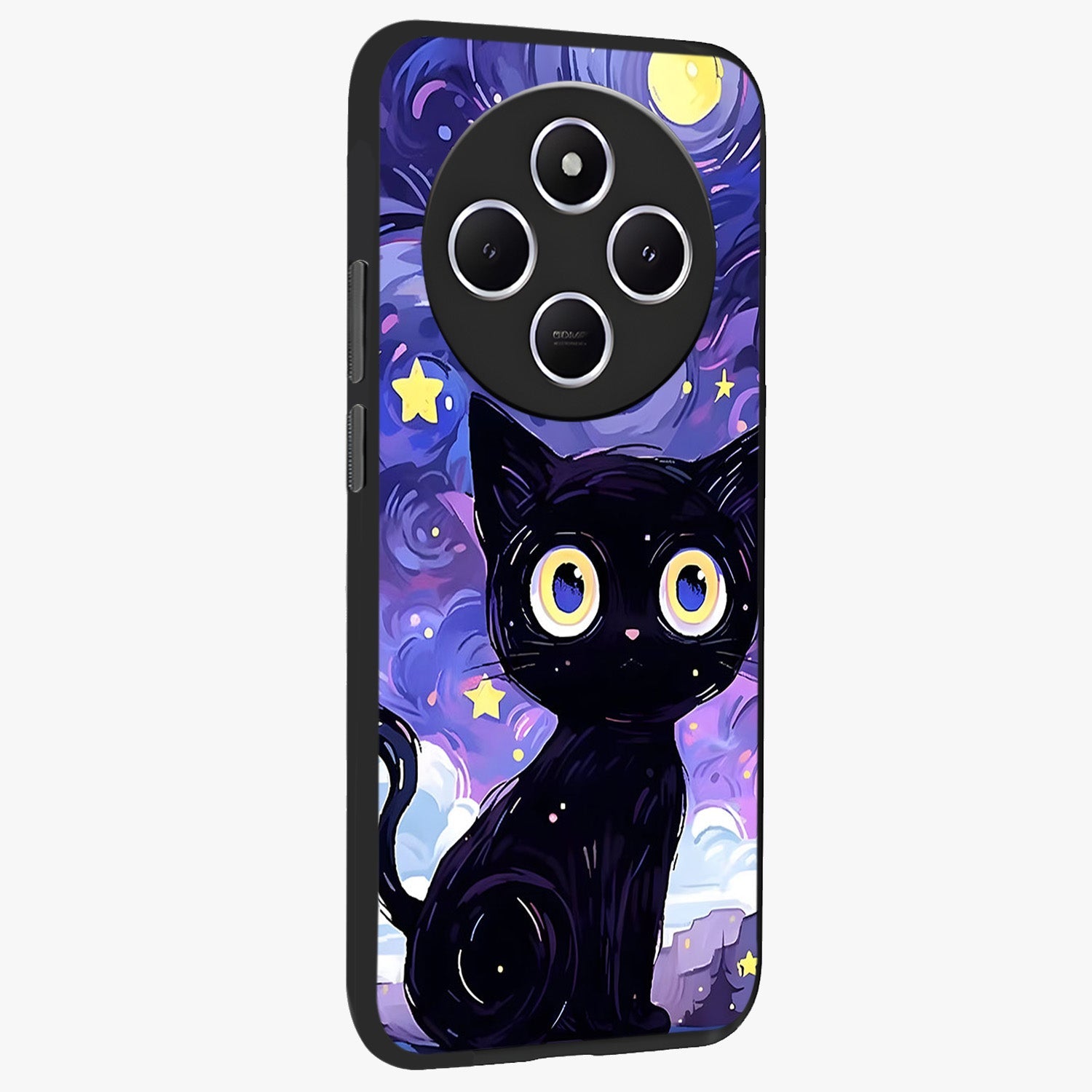 Abstract Cat Art Glass Case upright view showcasing creative feline illustration and aesthetic artistic style.