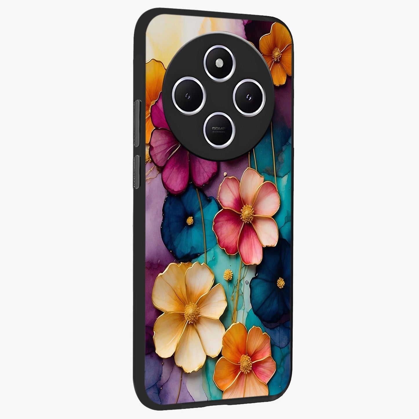 Artlyn Grace Flower Pattern Glass Case upright view showcasing graceful floral artwork with aesthetic botanical style.