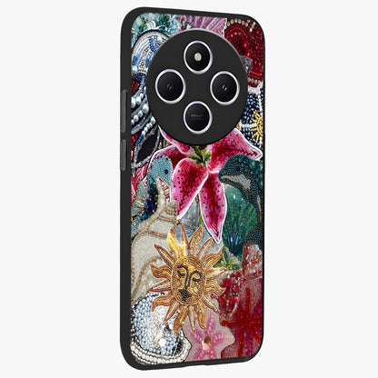 Beaded Garden Fantasy Glass Case upright view showcasing whimsical garden aesthetic with artistic bead details.