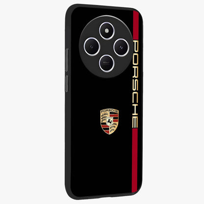 Black Minimal Porsche Glass Case upright view showcasing stylish automotive artwork with bold minimal theme.