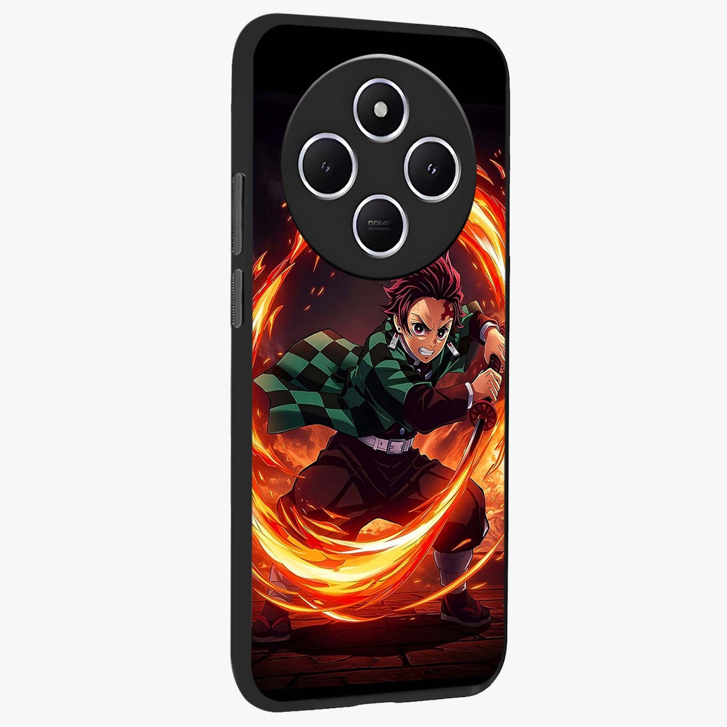 Blazing Sword Resolve Glass Case upright view showcasing dramatic warrior inspired artwork with intense visual style.