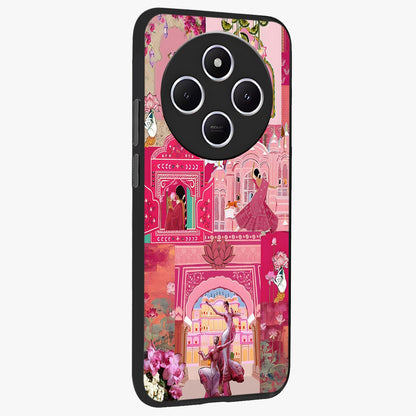 Blossoms of Rajasthan Glass Case upright view showcasing colorful floral design inspired by traditional Indian art.
