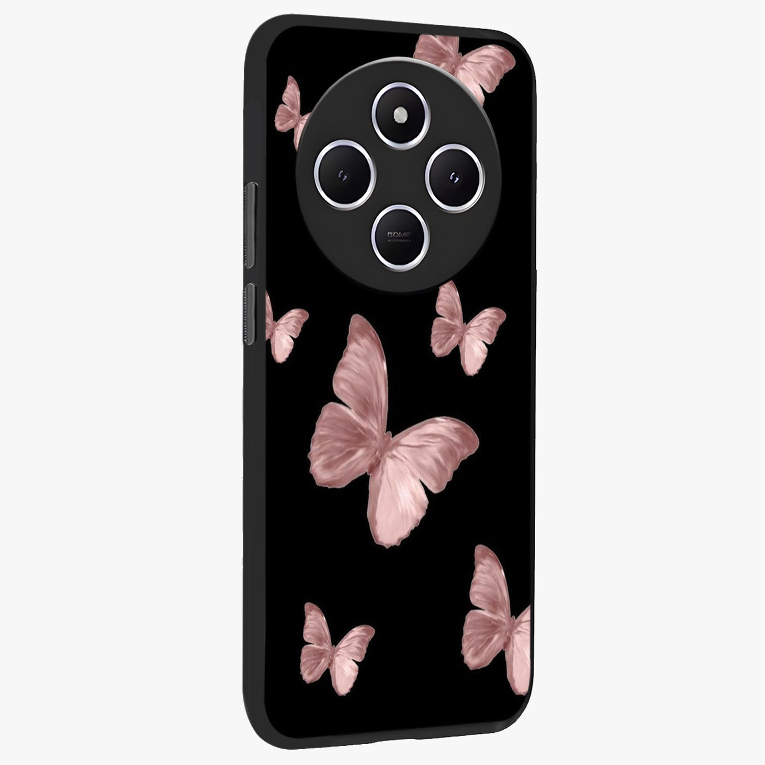 Butterfly Pattern Glass Case upright view showcasing graceful butterfly artwork with soft decorative theme.