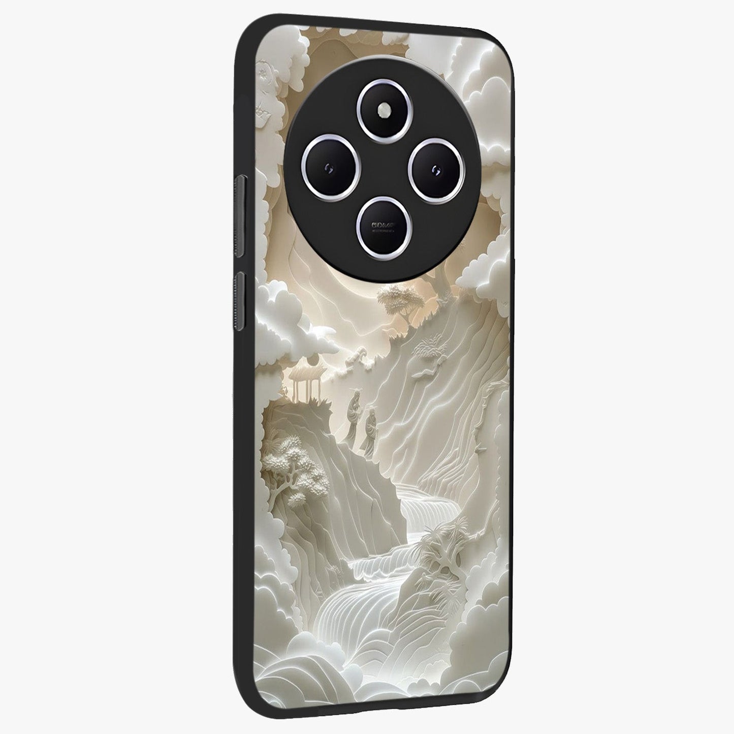 Celestial Origami Glass Case upright view showcasing creative origami artwork with modern celestial style.
