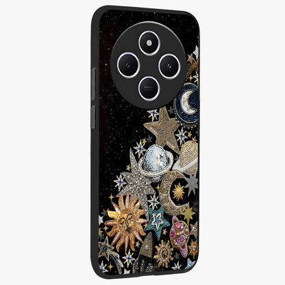 Cosmic Sparkle Dreams Glass Case upright view showcasing glowing cosmic artwork with magical galaxy theme.