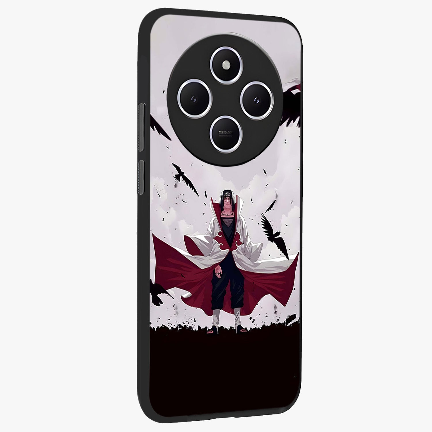 Crimson Crow Ascension Glass Case upright view showcasing dramatic crow artwork with bold gothic theme.