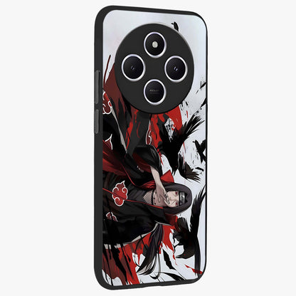 Crimson Crow Illusion Glass Case upright view showcasing striking crow illusion artwork with intense crimson theme.